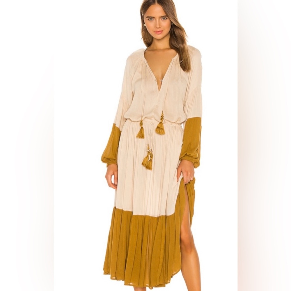 Free People Cream and Tan Maxi Dress